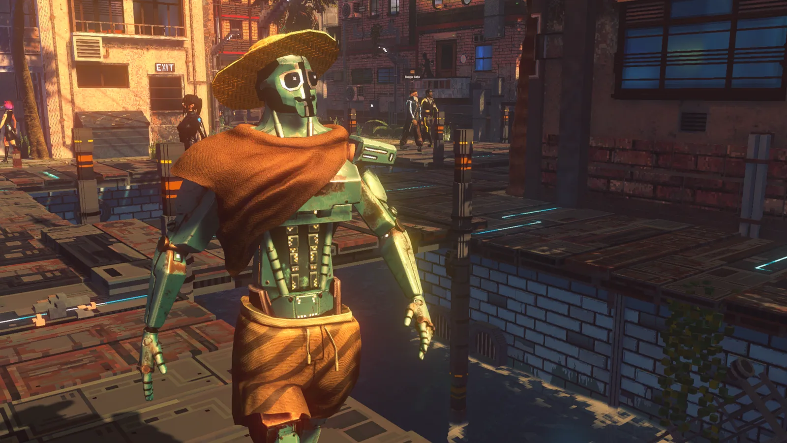 Salt Pete wearing a straw hat at the Docks